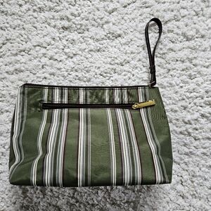 Estee Lauder Green Striped Makeup Bag
